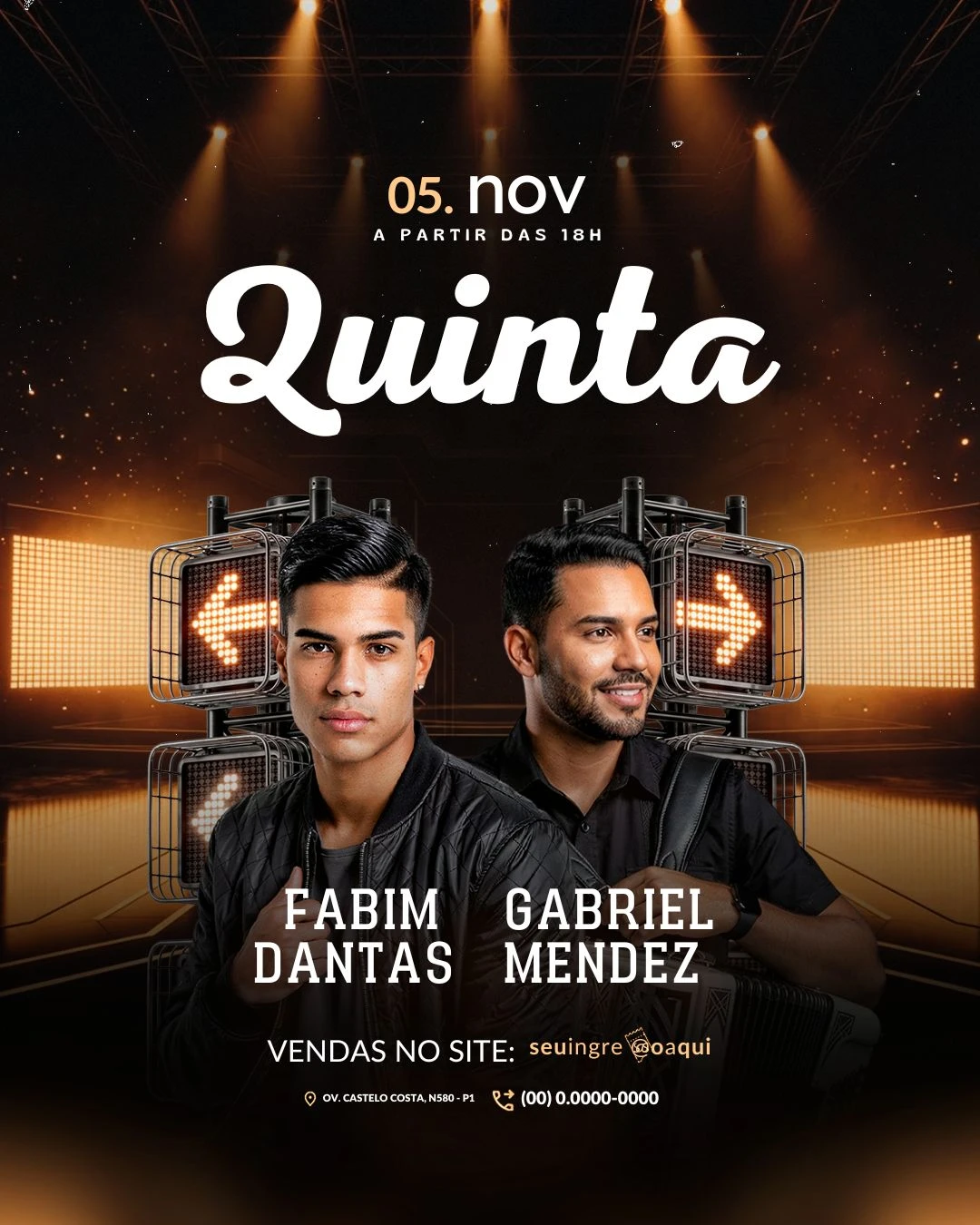 Quinta 05 Nov | Eventos | Arte para Músicos Editável no Canva | Cartaz Quinta 05 Nov | Eventos | Arte para Músicos Editável no Canva | Cartaz