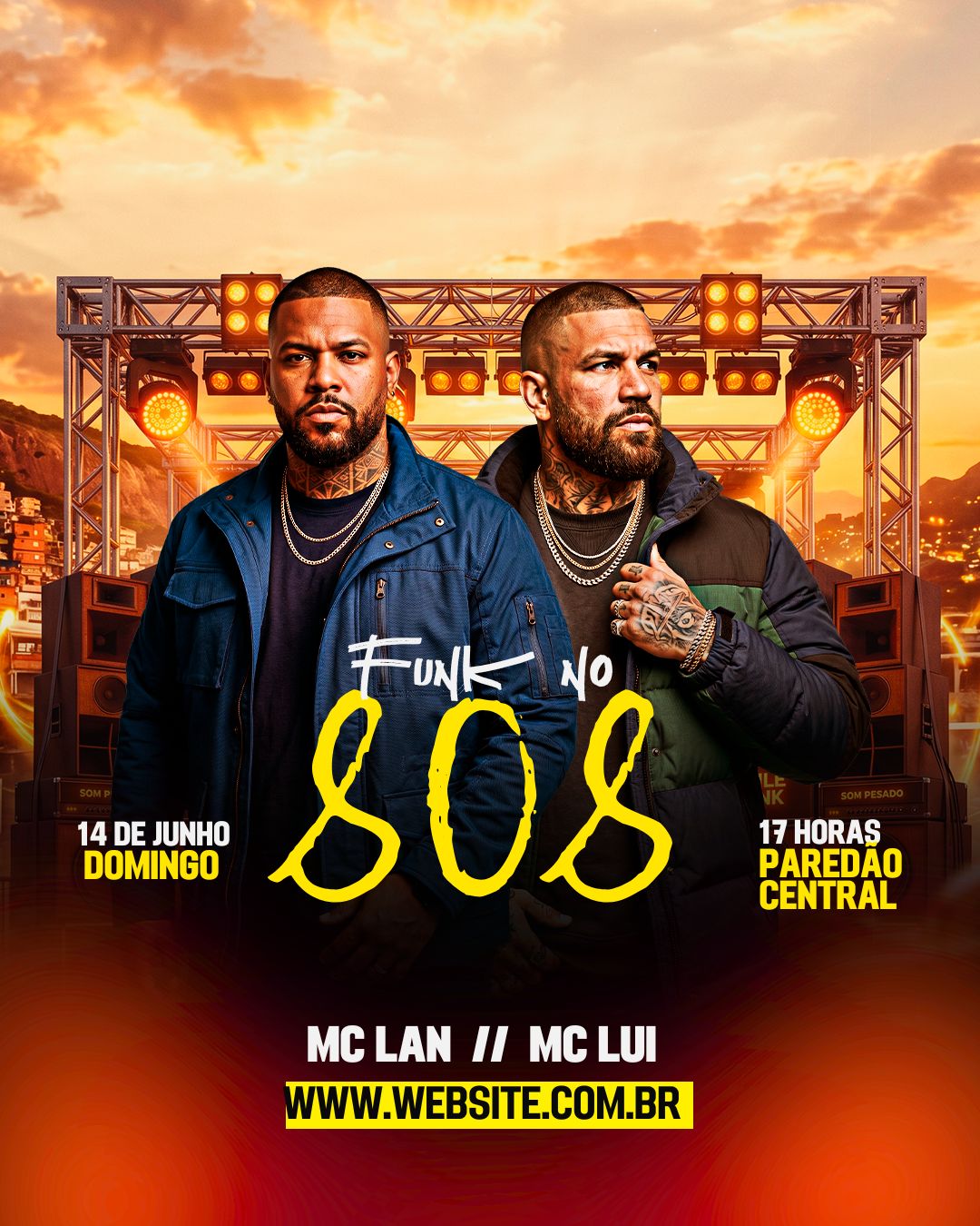 Funk no 808 | Eventos | Arte para Músicos Editável no Canva | Cartaz